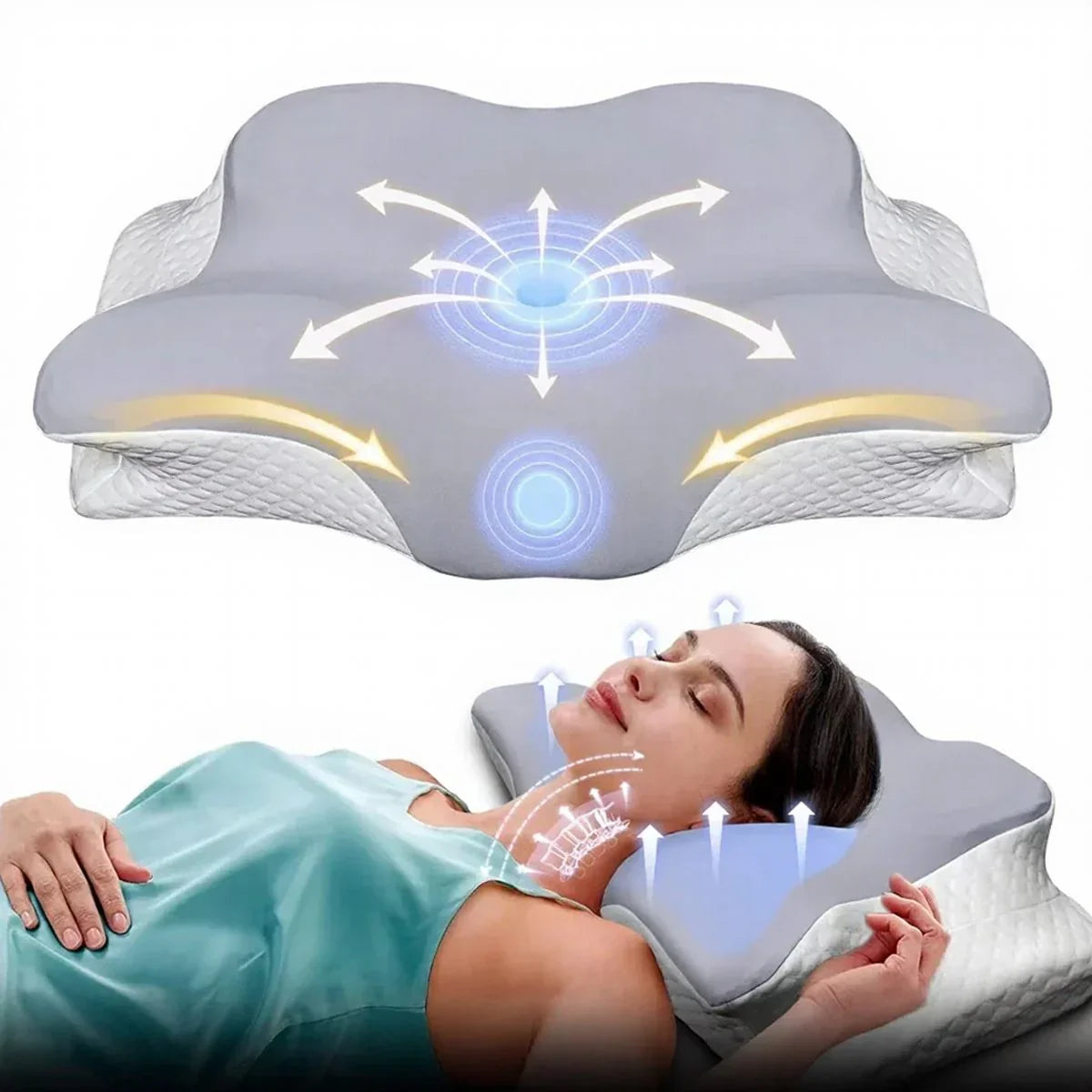 SmartForm Pillow with Smart Cervical Curve / 2-in-1 Orthopedic Memory Foam Pillow for Pain-Free Sleep and a Refreshed Wake-Up