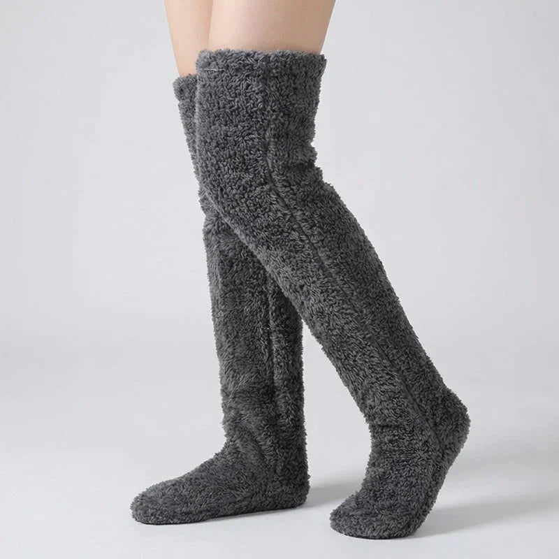 Ultra-Soft Fuzzy Slipper Socks — Long, Plush Comfort for Feet and Legs